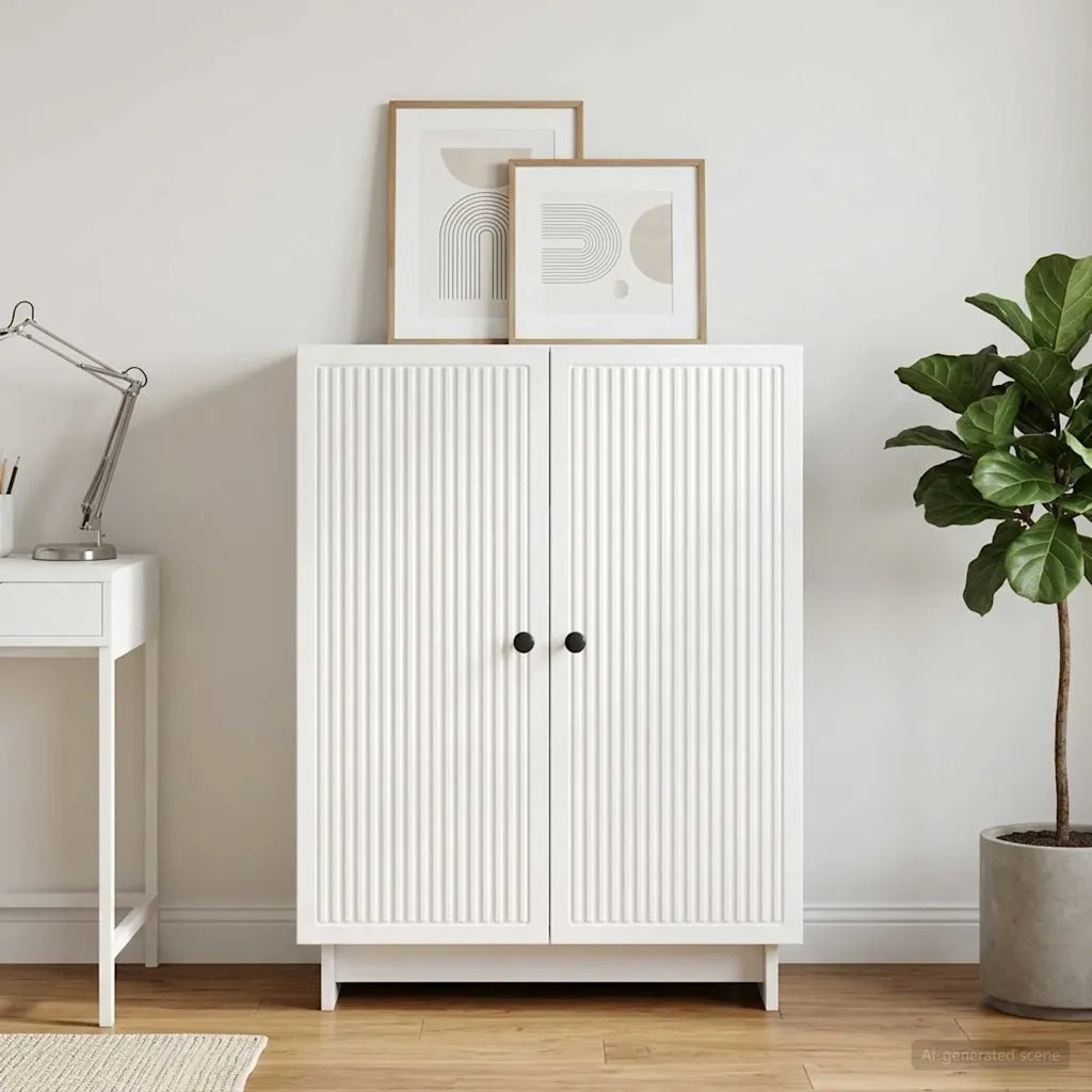 Credenza Bianco Lucido 66 x 34,5 x 90 cm Legno ingegnerizzato 893899
