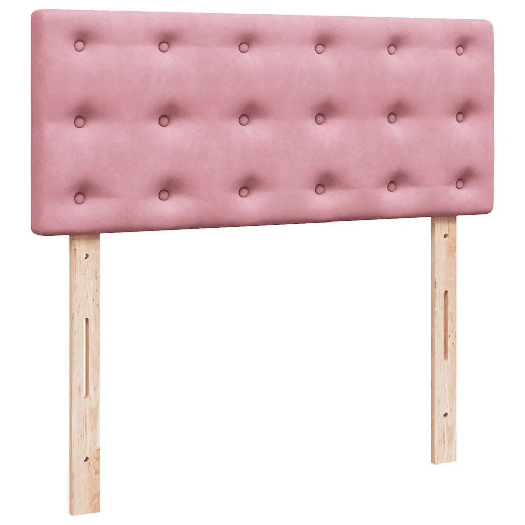 Pouf Letto con Materasso e LED Rosa 120x190cm in Velluto