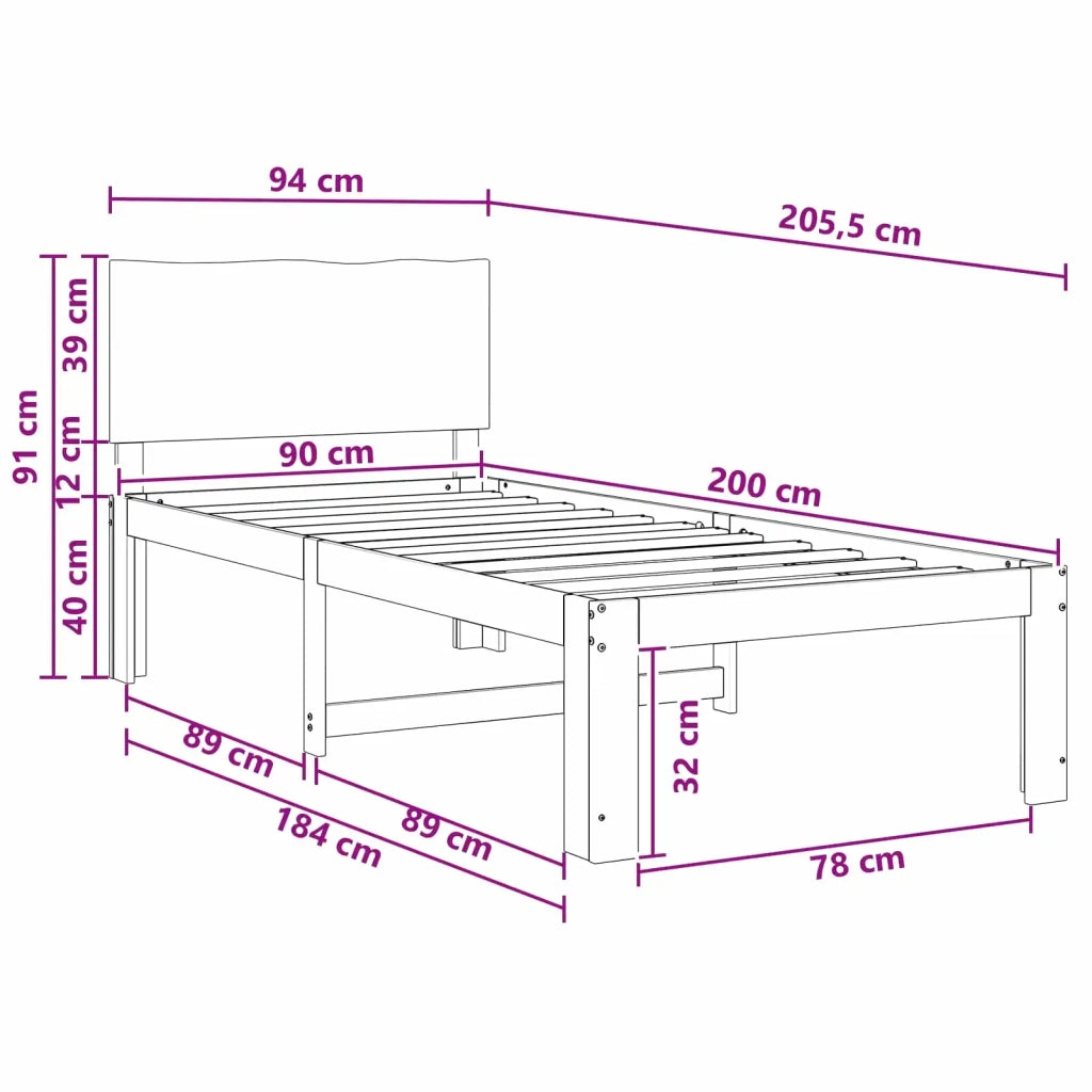 Letto Singolo con Testiera ROSTOCK Marrone Scuro 90 x 200 cm 903413