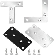 Connettore a T in acciaio inossidabile 80 × 40 × 2 mm - Placa metallica a T - Angolo a 90 gradi - Placa metallica forata - Piastre di connessione - Connettore ligneo - Angolo piatto - 4 pezzi