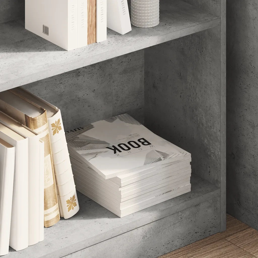 Libreria Grigio Cemento 80x24x75 cm in Legno Multistrato 800895