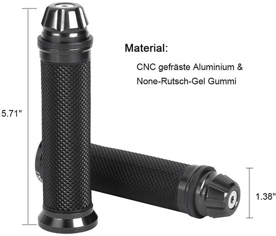 Manubri di manovra per motocicli con presa antiscivolo - 7/8 pollici/22 mm - Lega di alluminio CNC lavorata - Duraturo - Installazione facile - Presa comoda - Manubri per motocicli con presa antiscivolo