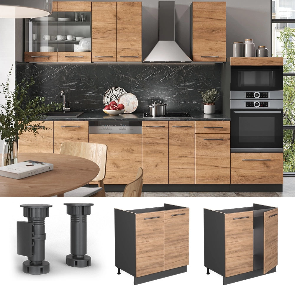 Mobile lavello cucina Fame-Line Rovere dorato/Antracite 80 cm, PL Antracite Vicco