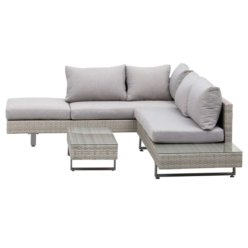 Set Divano da Giardino con Tavolino ¨C Zephmum ¨C Rattan Grigio 5 Pezzi
