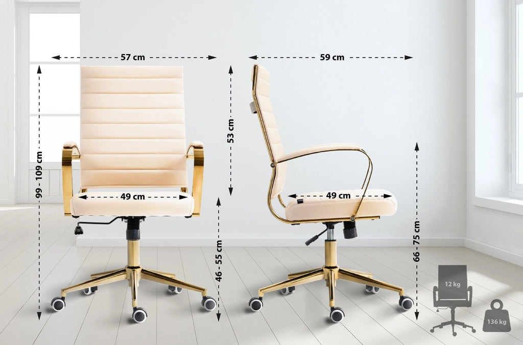 Sedia da ufficio in similpelle Havanna crema