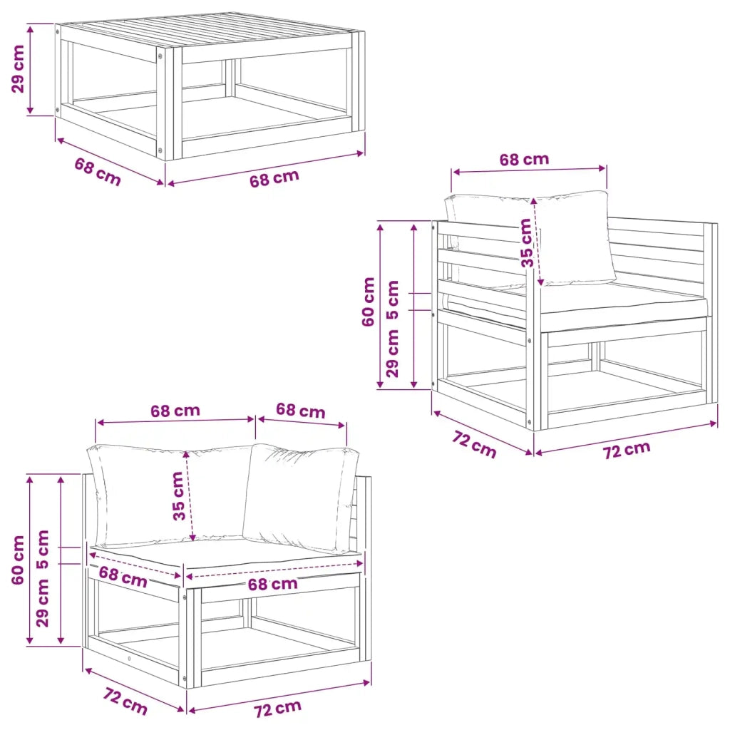 Set da giardino modulare 5 pezzi Naturale 3417254