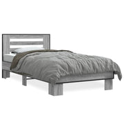 Letto singolo | Letto per adulti | Giroletto Grigio Sonoma 100x200 cm Legno Multistrato e Metallo