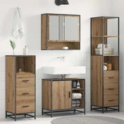 Set di mobili per il bagno con porta 4 pcs Rovere artigianale 3402543