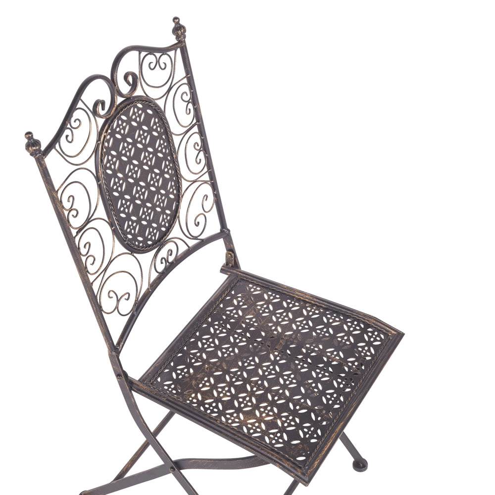 Set da Giardino Bistro Pieghevole 70 x 70 cm in Metallo color Nero stile retrò 2 sedie un tavolo
