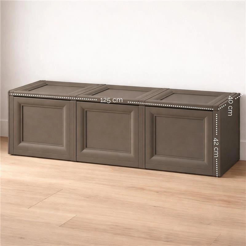 BAULE CONTENITORE DA ESTERNO WENGÉ 125X40X42 CM – CASSAPANCA MULTIUSO SALVASPAZIO PER BALCONE, TERRAZZO E VERANDA