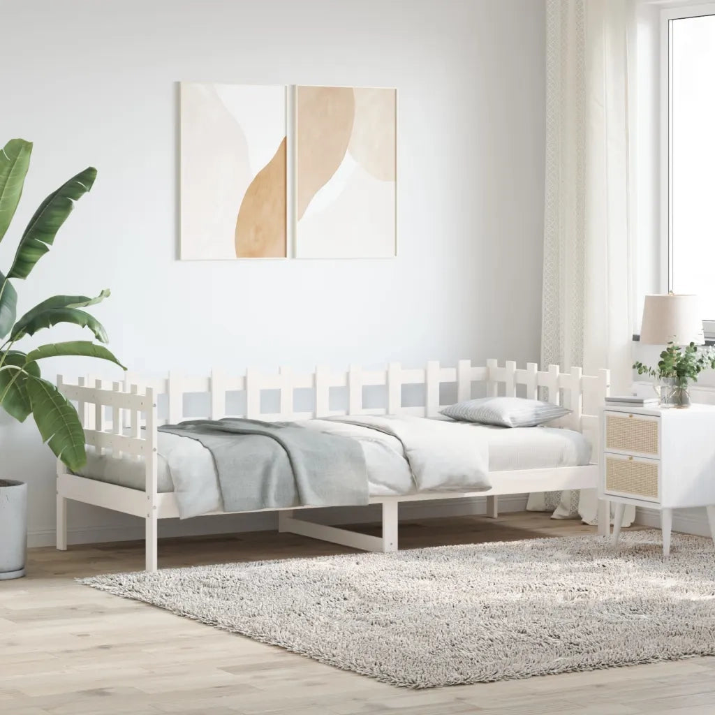Dormeuse senza Materasso-Divano Letto-Struttura Letto Bianca 80x200 cm Legno Massello Pino 931745