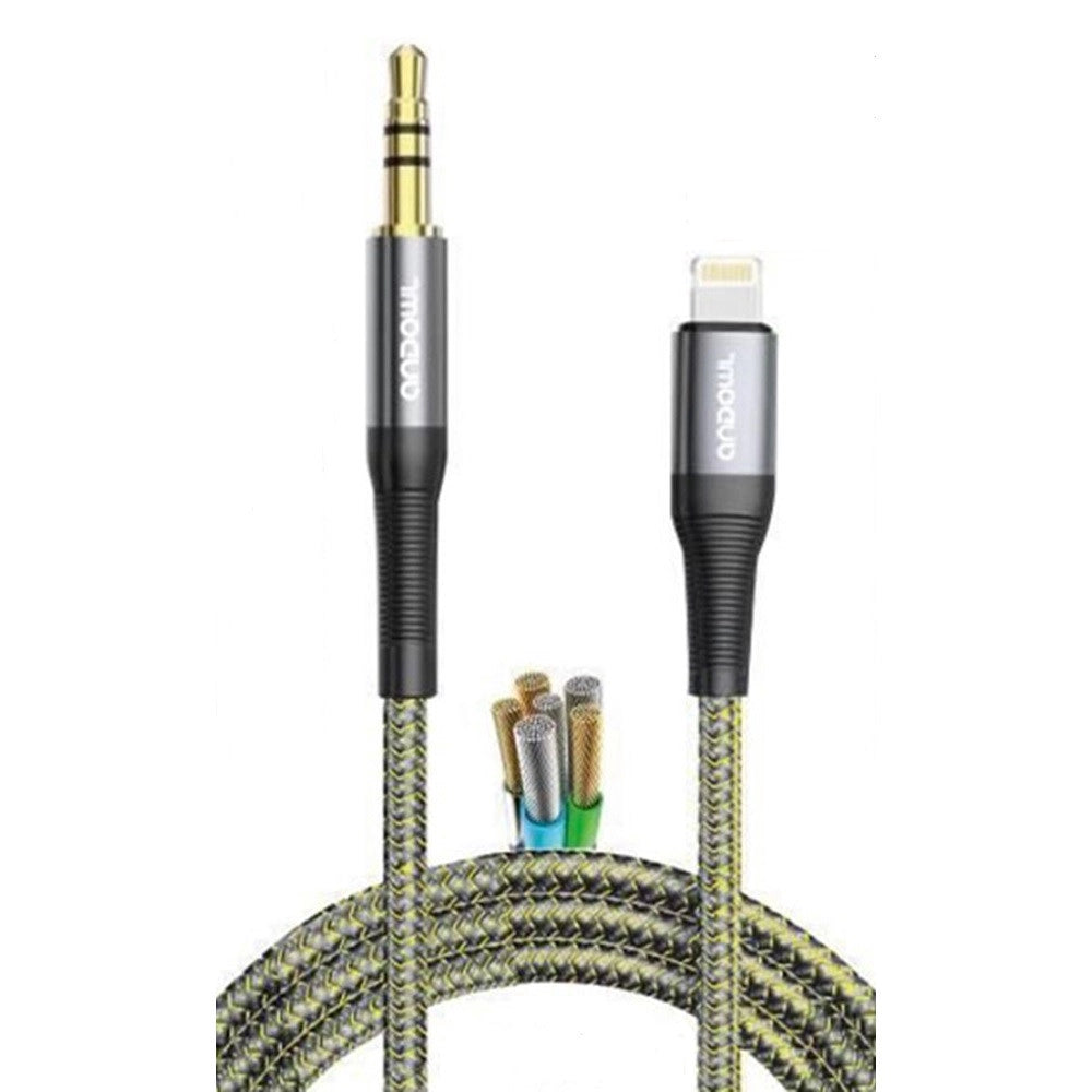 Trade Shop - Cavo Di Collegamento Audio Da Lightning A Jack Aux Da 3,5 Mm 1 Mt Intrecciato Q-yp50 -