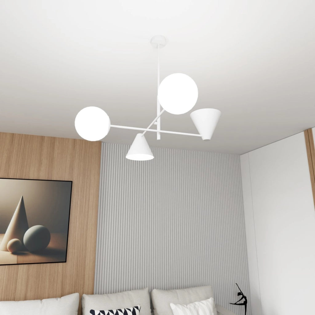 Lampada a sospensione HERMES in acciaio bianco opaco