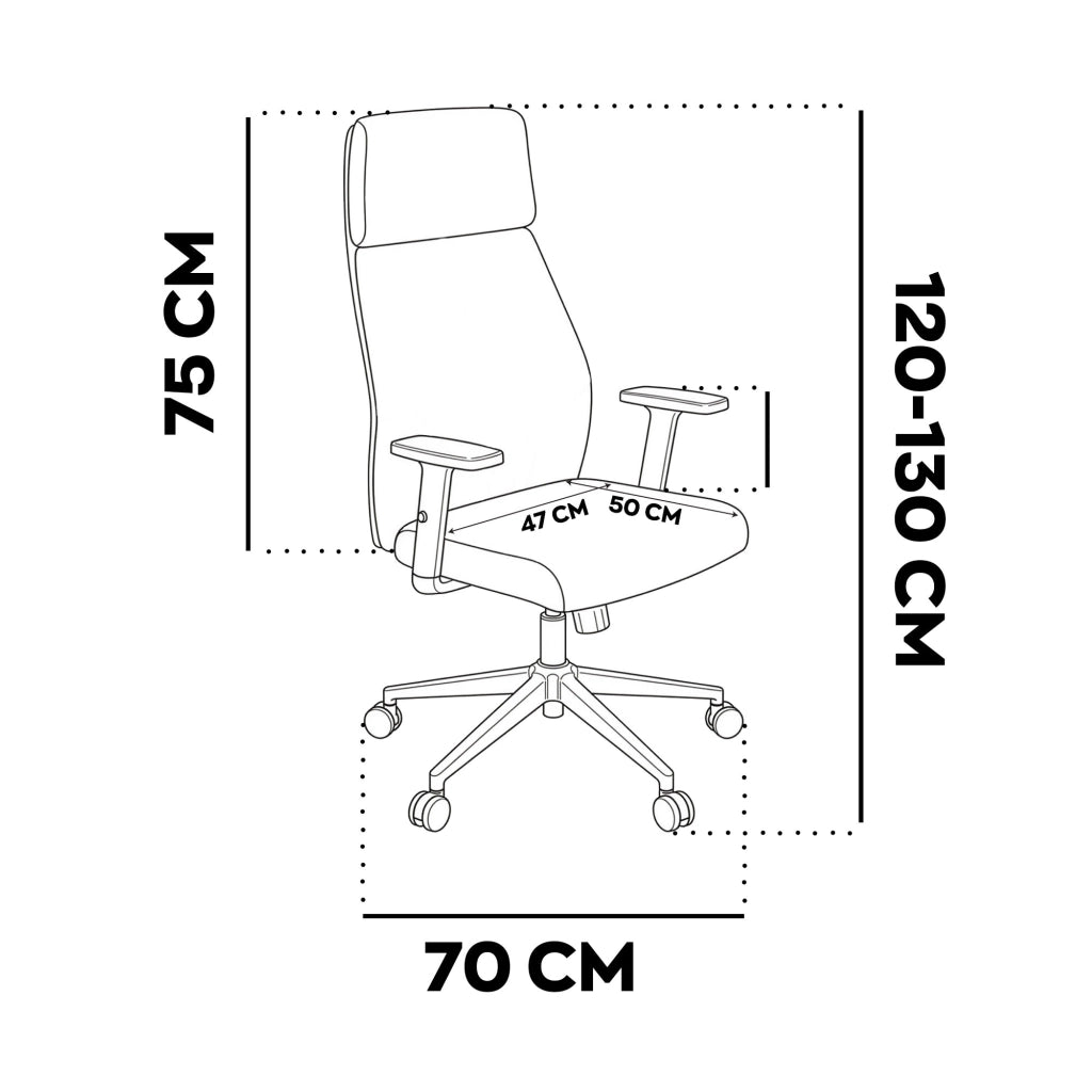 Sylicon - Sedia Da Ufficio Ergonomica 50x130x70 cm Poltrona Direzionale Comoda con Ruote Girevoli in Similpelle Grigia