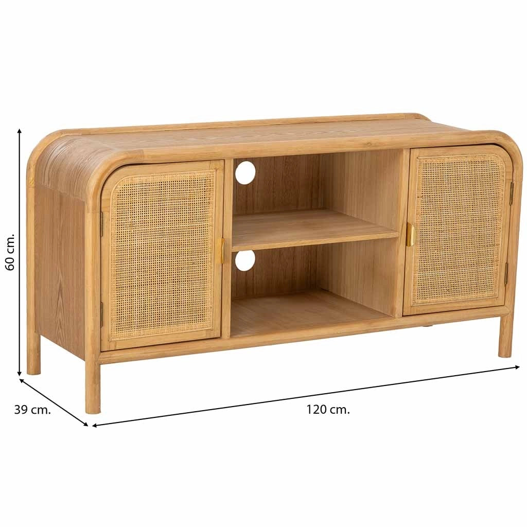 Base in legno e rattan marrone 120x39x60h cm