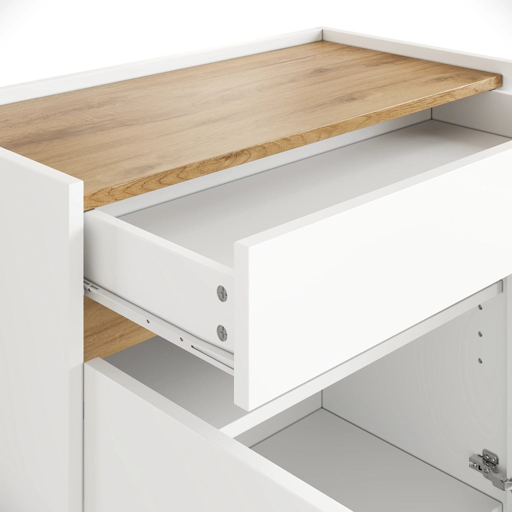Mobile contenitore con cassetto e ripiani regolabili 80x40x70 cm bianco