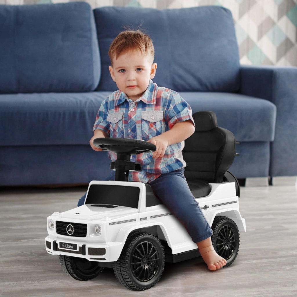 Auto a spinta per bambini con licenza tettuccio regolabile, Carrozzina e auto camminante per bambini 12-36 mesi Bianco-Biciclette e tricicli