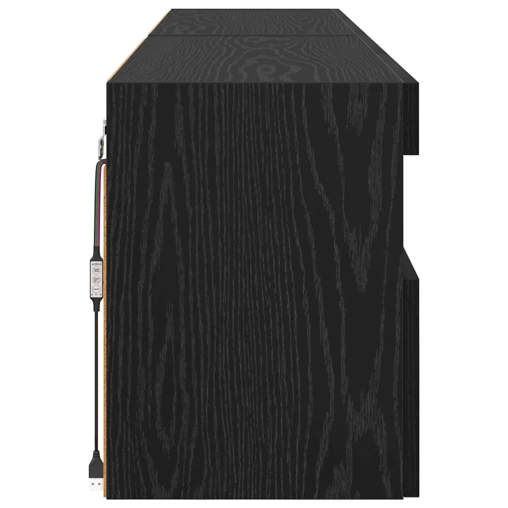 Mobiletti TV da Parete 2 pcs Rovere Nero 80 x 30 x 40 cm 882982
