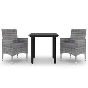 Set da Pranzo da Giardino 3 pz | Set Salotto da Giardino con Cuscini Polyrattan e Vetro