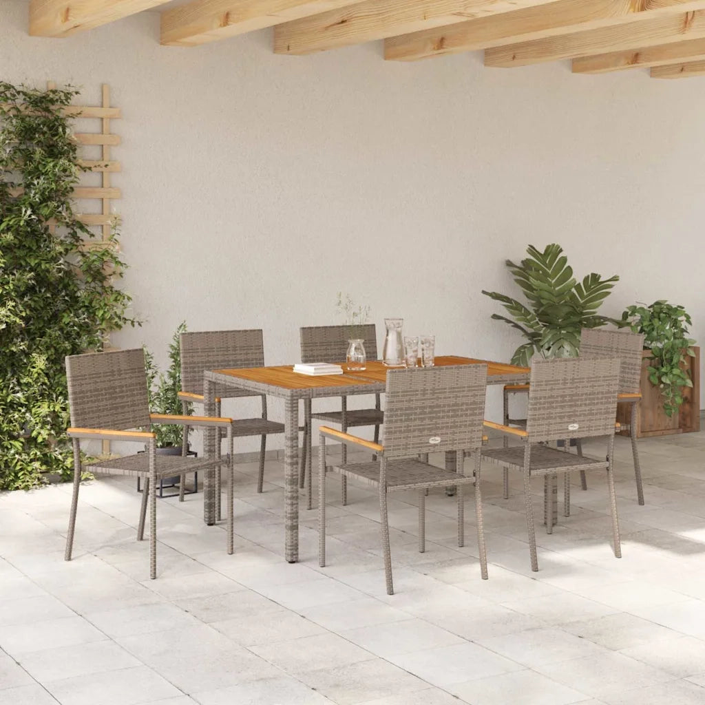 Set da Pranzo per Giardino 7 pcs Grigio polyrattan 3365409
