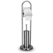Trade Shop - Portarotolo Con Scopino E Porta Scopino In Acciaio Accessori Bagno Wc 76 Cm -
