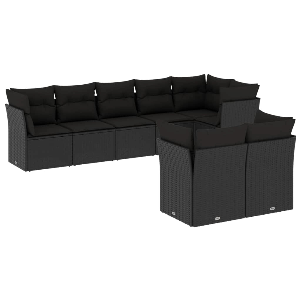 Set Divani da Giardino con Cuscini 8 pz Nero in Polyrattancod mxl 111242