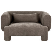 Divano a 2 posti Rivestimento in tessuto marrone Tessitura morbida Gambe cilindriche Stile organico