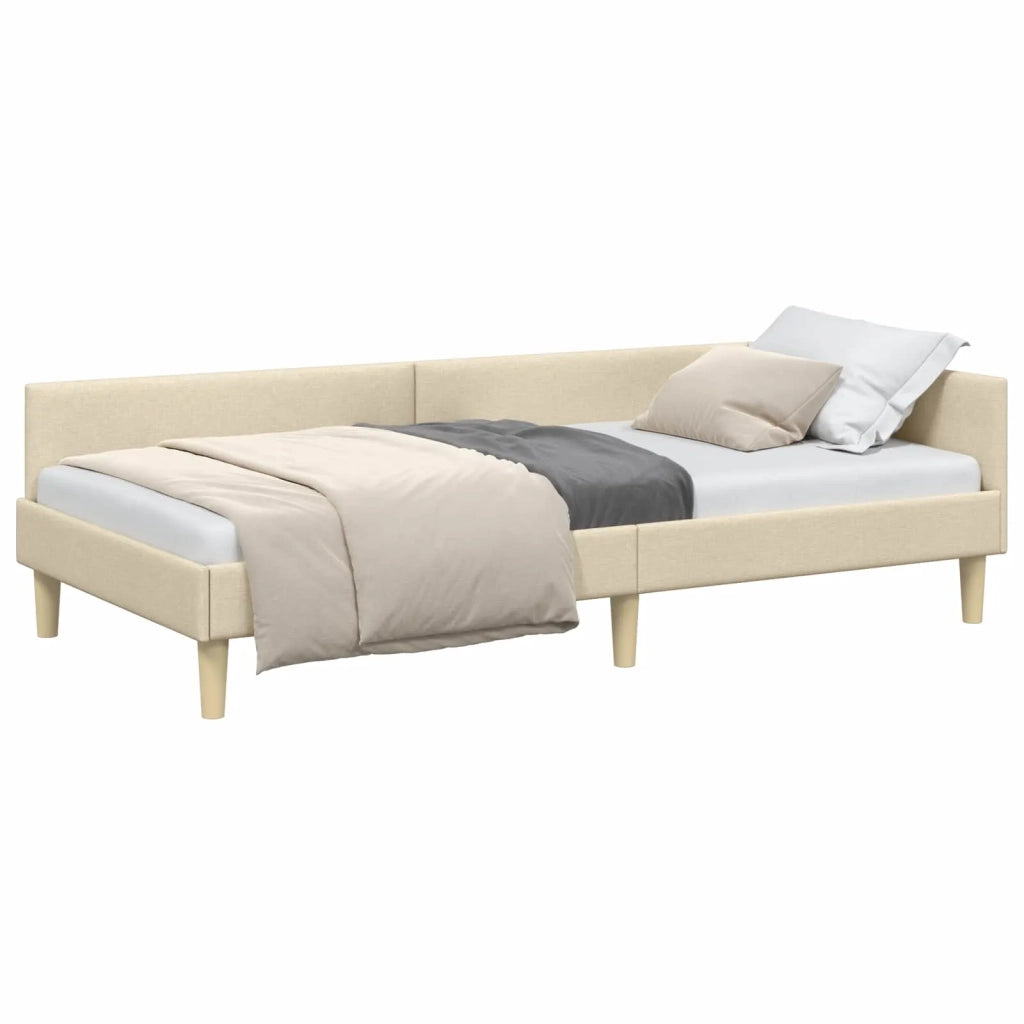 Cornice del letto ad angolo Crema 90 x 190 cm Tessuto 42016115