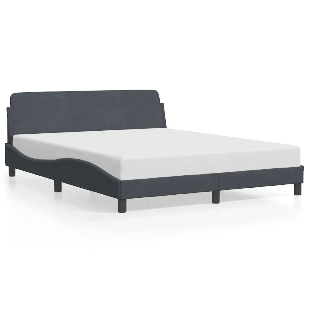 vidaXL Giroletto senza Materasso Grigio Scuro 160x200 cm Velluto