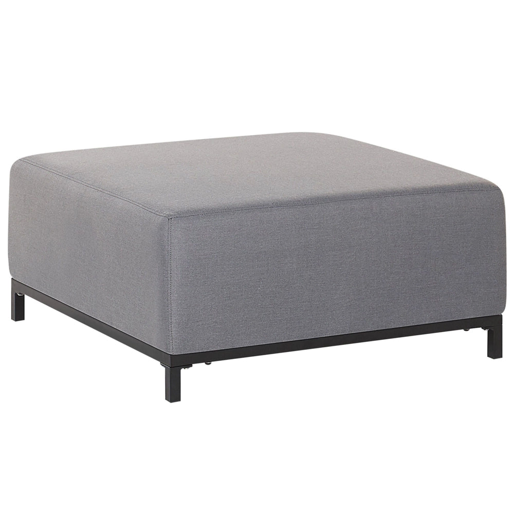 Rivestimento in tessuto grigio ottomana Gambe in alluminio Nero Struttura in metallo Resistente all'acqua per esterni e interni