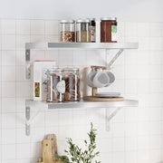 vidaXL Mensole a Muro 2 pz 50x30 cm Argento in Acciaio Inossidabile