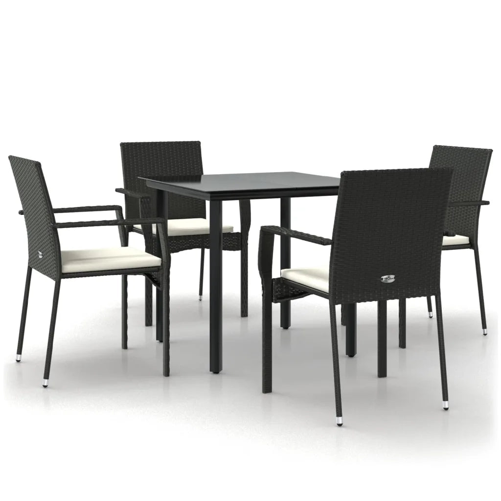Set da Pranzo da Giardino 5 pz Nero con Cuscini in Polyrattancod mxl 100410