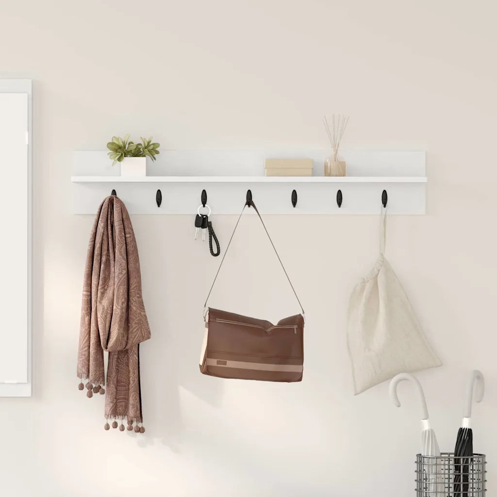 Appendiabiti a muro Bianco 100 x 10,5 x 18 cm Legno multistrato 874403