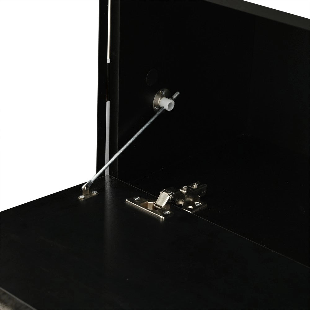 Wohnwand compatta - Zephmum - Set 4 elementi - Nero - Molto spazio di archiviazione