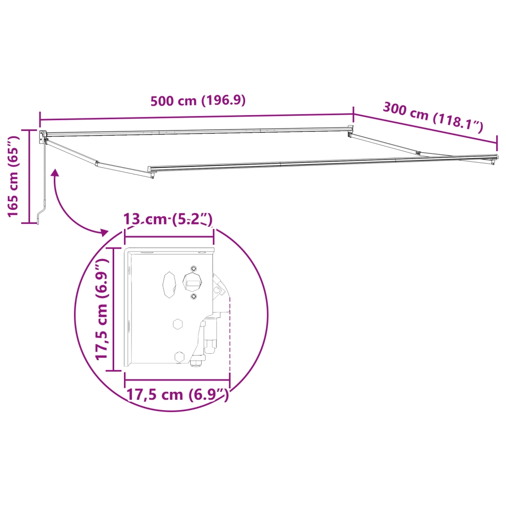 Tenda Retrattile Manuale Beige 500x300 cm