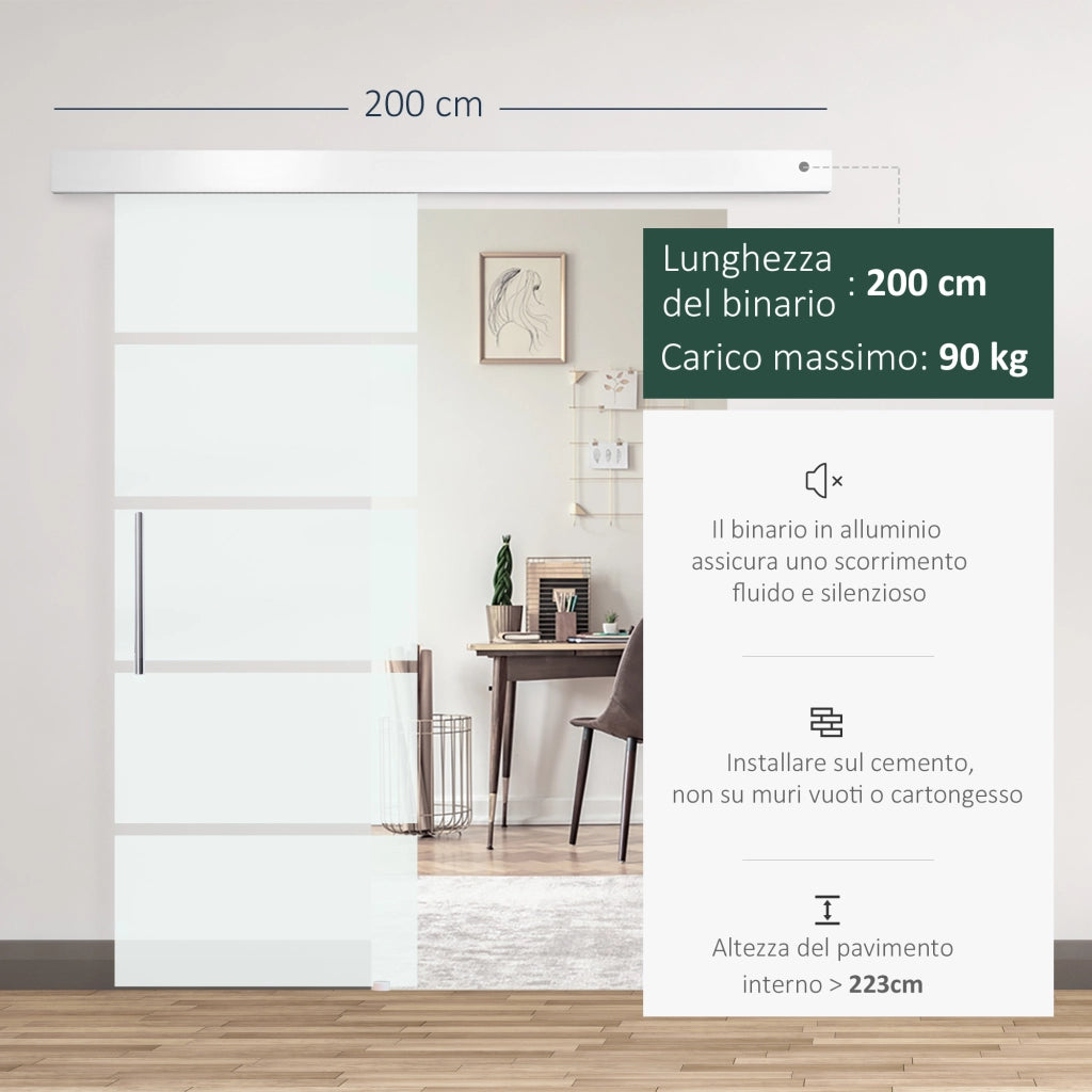 Porta scorrevole in vetro smerigliato satinato ¨C zephmum ¨C 210 cm