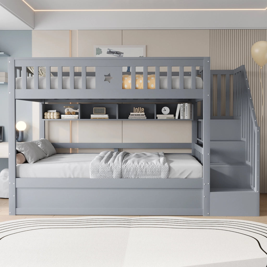Letto a castello funzione contenitore legno grigio 90x200 cm