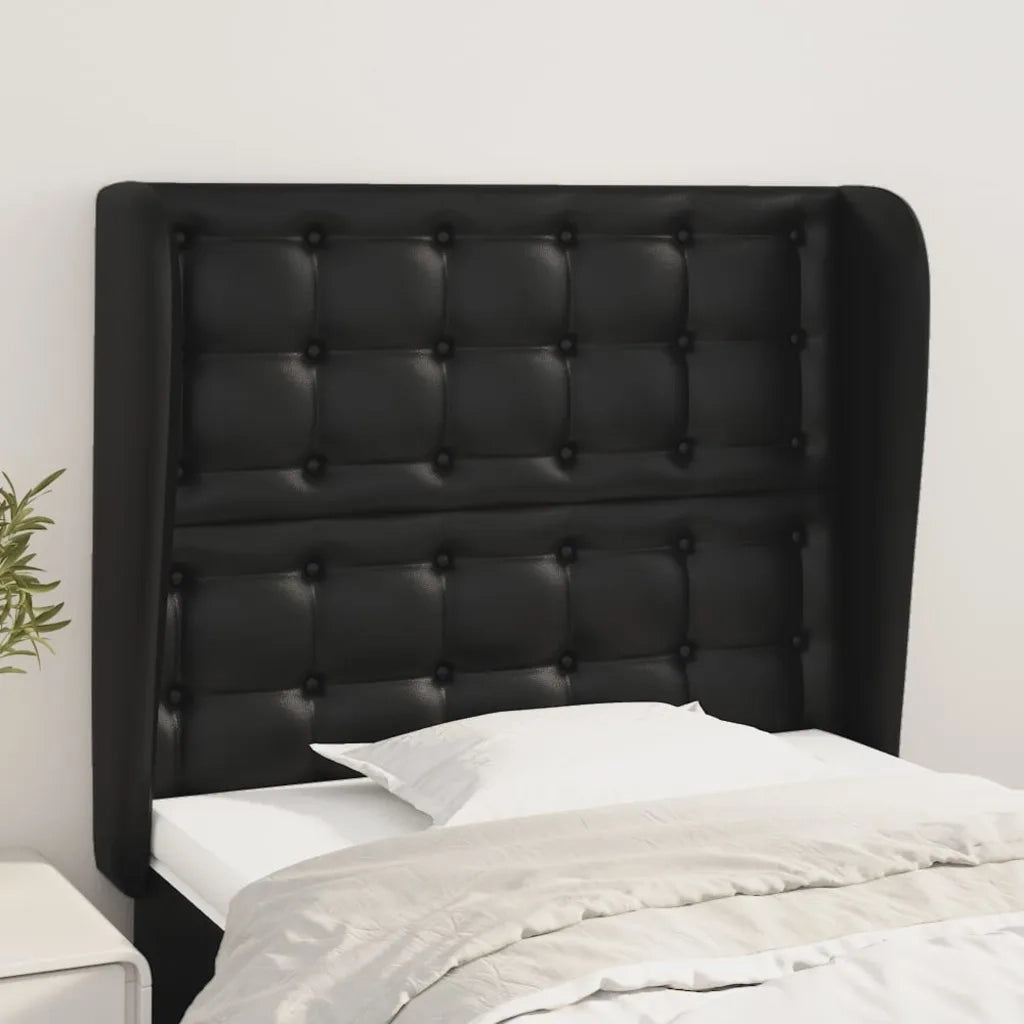 Testiera | Testata ad Orecchio Nera 83x23x118/128 cm in Similpelle