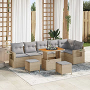 Set Divano da Giardino 9 pcs Beige polyrattan
