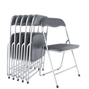 Set da 6 Sedia Pieghevole Slim Opaca in Metallo Sedie Salvaspazio per Ufficio Casa Campeggio Salotto Cucina In Ecopelle con Comoda Seduta Imbottita 78 x 44 x 44 cm (Grigio)