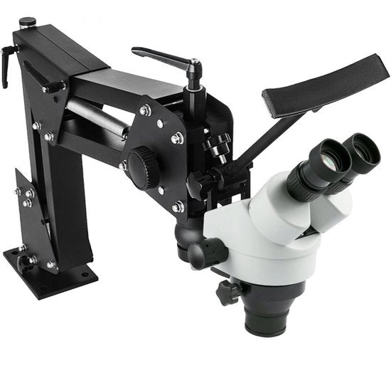 Microscopio stereoscopico zoom trinoculare - Standarizzatore per microscopio - 3,5x-90x ingrandimento - Oculare WF10x/20 mm - Porta camera - Per gioielli