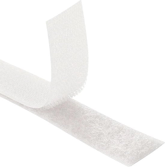 Adesivo a Gancio e Cappuccio per Sartoria Doppio Lato - 1 Metro x 30mm - Bianco - Extra Resistente e Forte - Abbigliamento Artigianato DIY