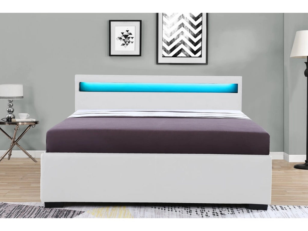 Letto con LED "NICO" - 160 × 200 cm - Bianco