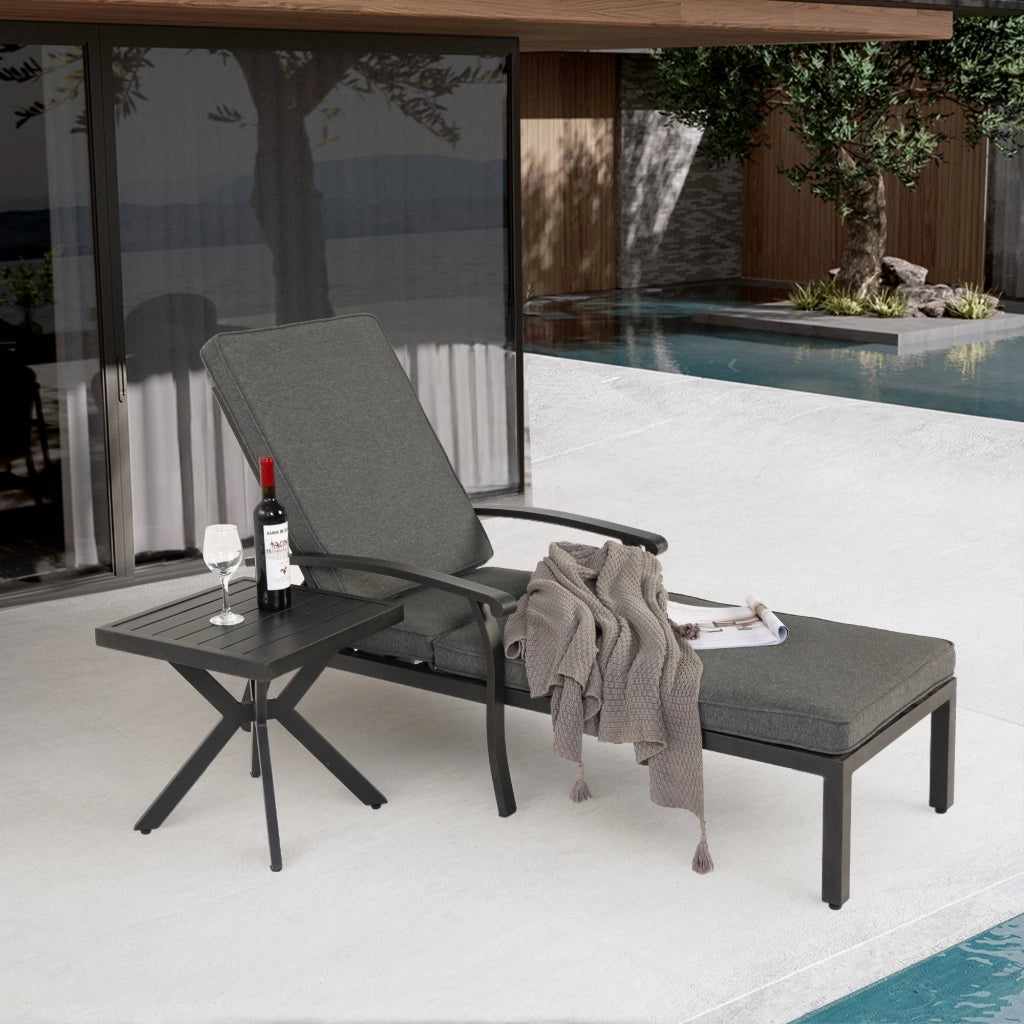 Chaise Longue da Giardino con Cuscini ¨C MINIMAL ¨C Alluminio, Grigio