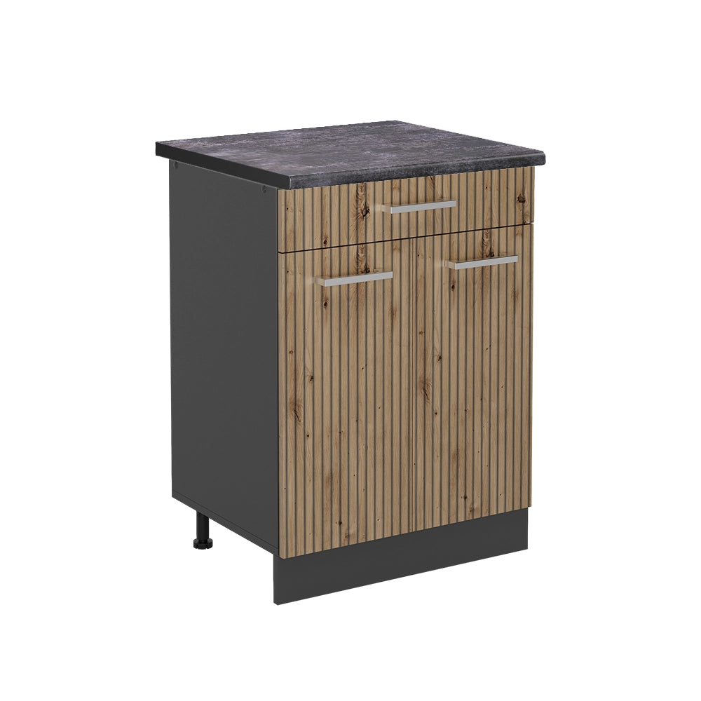 Vicco Mobiletto base per cucina Rovere artigianale 80 cm , PL Antracite