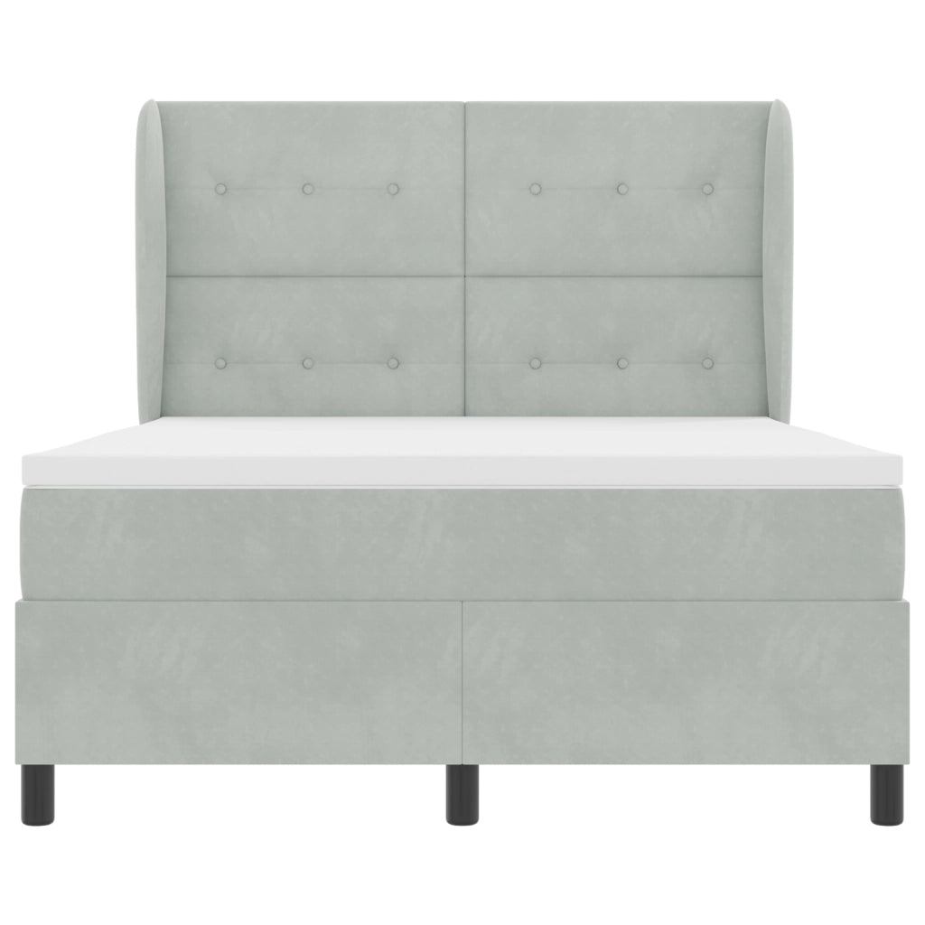 Letto Box Spring con Materasso Grigio Chiaro 160x200 cm in Velluto