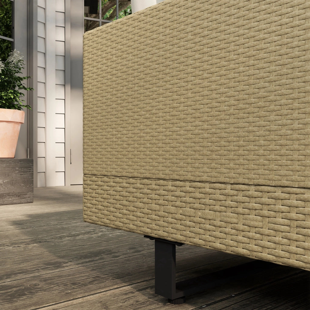 Divano Angolare 5 Posti con Tavolino ¨C Zephmum ¨C Beige, Polyrattan, Acciaio