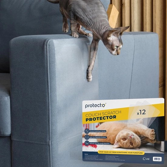 Protezione per divano contro le macchie di gatto - 12-Pack 40x30 cm Adesivo autoadesivo per protezione contro le macchie di gatto - Striscia trasparente per gambe e angoli del divano - Protezione contro le macchie di gatto per divano resistente