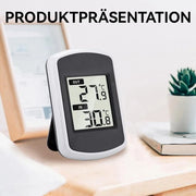 Termometro digitale wireless con display LCD, riceve e invia segnali, misura temperatura interna e esterna, portatile, preciso e duraturo.