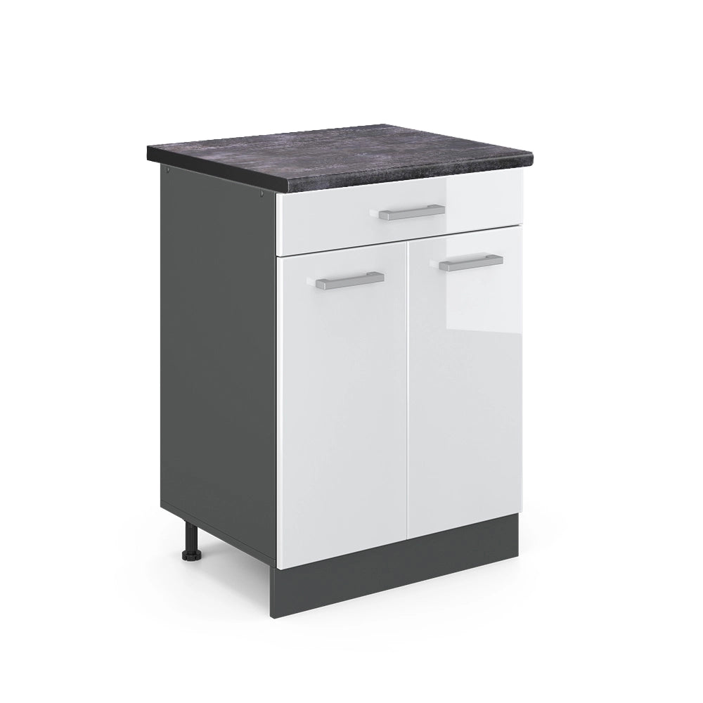 Vicco Base da cucina Bianco lucido 60 cm , PL Antracite